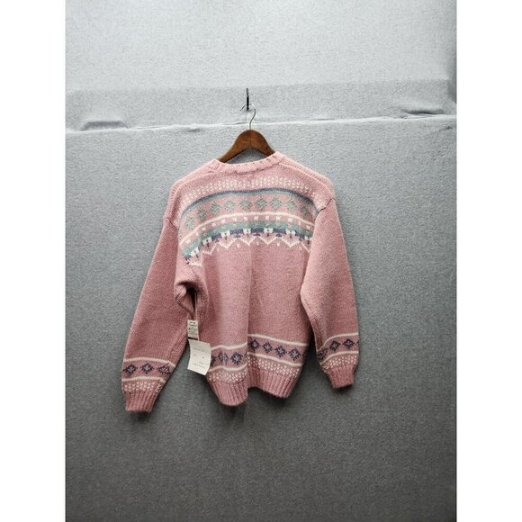 Vintage Gina Peters Pink Sweater Geometric Nordic Pattern Acrylic/Nylon Womens M - Picture 4 of 7